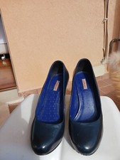 Scarpe donna pelle blu - pelle, tacco