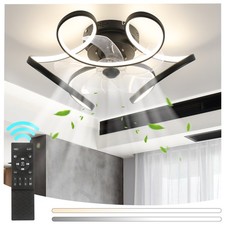 Ventilatore LED da Soffitto Con Telecomando Luce 50cm Lampada Dimmerabile Con Ventilatore