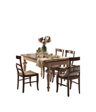 TAVOLO SHABBY ALLUNGABILE GAMBA TORNITA IN LEGNO AVORIO/NOCE L.140 P.90 H.80.