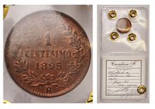 ITALIA Umberto I - 1 Centesimo 1895 Periziata FDC Rame Rosso