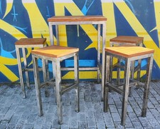 Set Tavolo e 4 Sgabelli Industriale Bar Ristorante Loft Design Vintage