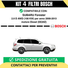 KIT BOSCH 4 Filtri tagliando per SUBARU Forester 2.0 D AWD 108 kw Diesel 2008...