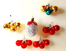 set 15 mini palline di Natale colorate anni 70 + 1 pigna deliziose