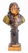 Busto francese Anduze Faience di Voltaire XIX secolo in gres smaltato alto 8,75"