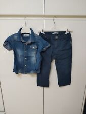 Completo Bambino  3  Pz Camicia Jeans Pantaloni 24/30, Blu