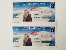 Coppia biglietti Lotteria Italia 1998 Raffaella Carra'