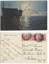 BELLA CARTOLINA DI VIAREGGIO BILANCIA DA PESCA 1928