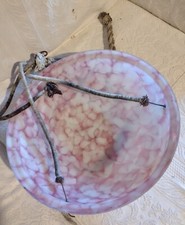 BEL LAMPADARIO IN VETRO OPALINE DA SOFFITTO ANNI '30 