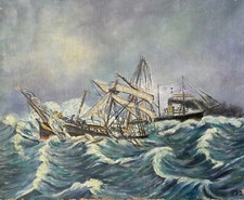 Dipinto A Olio Firmato Navi In