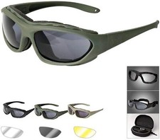 OCCHIALI TATTICI MILITARI TEMPEST VEGA HOLSTER VEW02 NERO VERDE TAN 3 LENTI