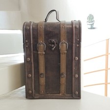 PORTABOTTIGLIE CONTENITORE IN LEGNO VINTAGE VALIGETTA PER VINO WHISKY GRAPPA