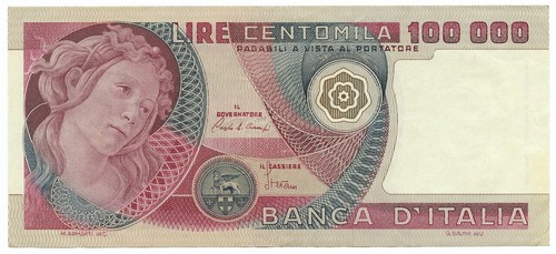 100000 lire banca - banca, d'italia