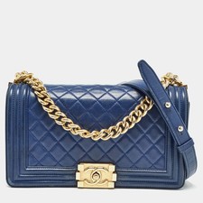 Borsa Chanel blu in pelle