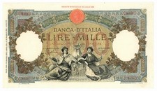 1000 LIRE CAPRANESI REPUBBLICHE MARINARE FASCIO L'AQUILA 15/03/1943 SPL