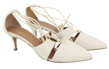 Emporio Armani Donna Tacchi EU37 pelle Bianca Pizzo con Spalline a Punta Casual