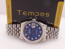 ROLEX DATEJUST RARO 16234 SODALITE & DIAMANTI FULL SET NO FORI 18KT ORO B. BEZEL
