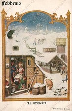 FEBBRAIO La nevicata Breviario Grimani Cartolina