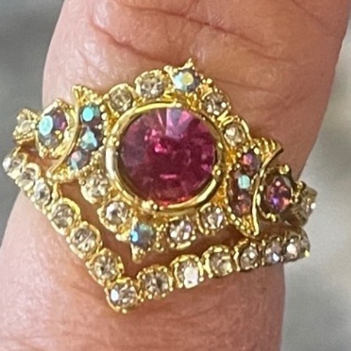 Anello cristallo magenta tono - anello,