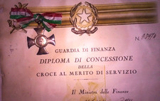 DIPLOMA DI CONCESSIOME GdF  CROCE AL MERITO  SERVIZIO 1954 +MEDAGLIA ARGENTO