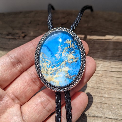 Cravatta bolo pietra onda blu