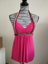 top vintage fucsia profili paillettes e perline oro tg. s/m viscosa