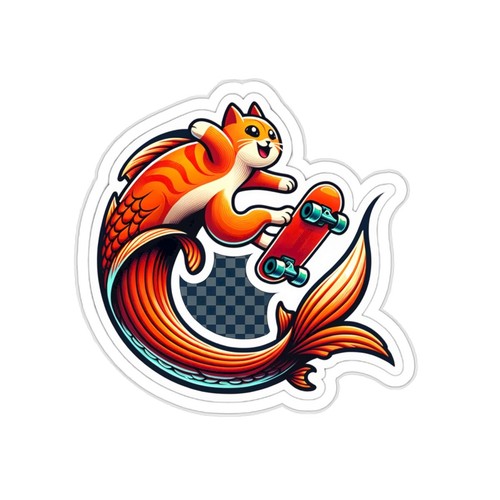 Adesivo pesce strano gatto - adesivo,