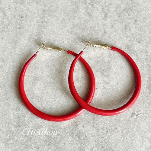 Orecchini cerchio rosso in - a,