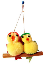 Coppia uccellini su trespolo