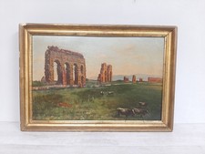 Olio tela paesaggio con - su,