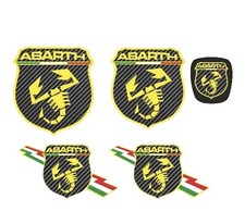 Kit loghi adesivi 500/595 Abarth COPRILOGHI CARBON LOOK - GIALLO