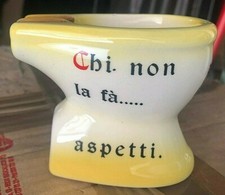 SOUVENIR CERAMICA POSACENERE RICORDO DI SALSOMAGGIORE TERME WC GABINETTO ANNI 70