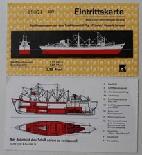 29610 Biglietto D'Ingresso Nave Museo Nave Tradizionale Pace Rostock 1976