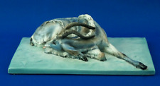 Guido Cacciapuoti Scultura ceramica grès Animale Stambecco sdraiato 1900 XX DECO