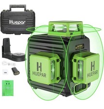 Huepar B03CG 3x 360° Livella Laser 12 Linee Verde 45m con Modalità Impulso