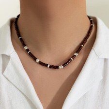 Collana da uomo con perle di legno, alla moda, colori misti, stile unico