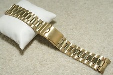 Cinturino Orologio Bracciale President Acciaio Inox Placca Oro 22-26mm Fine Curva