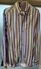 CAMICIA UOMO HARMONT & BLAINE TG. M MARRONE A RIGHE VERDE VIOLA - 100% ORIGINALE