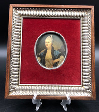 Raro Quadro miniatura ritratto volto della donna Nobile sulla seta evocativo.