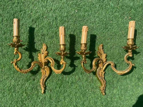 Paire applique bronze doré - bronze,