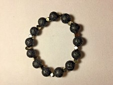 Bracciale in LAVA VULCANICA con inserti in PIRITE