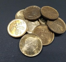 Lotto 9 Monete 20 Lire 1972 1975 1976 1977 1978 1979 1980 1981 1982.FDC Rotolino