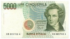 5000 LIRE B. D'ITALIA VINCENZO BELLINI SERIE SOSTITUTIVA XB 12/11/1993 BB
