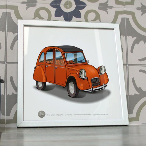 Poster citroën 2cv - citroën, orange