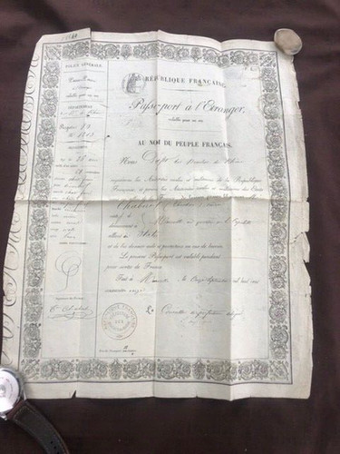 Antique french passport