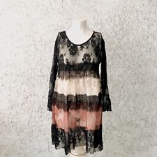 MINI ABITO VESTITO PIZZO TRASPARENTE SCAMICIATO COPRICOSTUME KAFTANO SARONG COLO