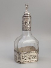 Antico decanter argento sterling sovrapposizione cherubini scene Hugo Sandig Breslavia