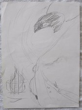 Mario RACITI (Milano 1934) splendido Dipinto grafite su carta cm 30x22 anni '90