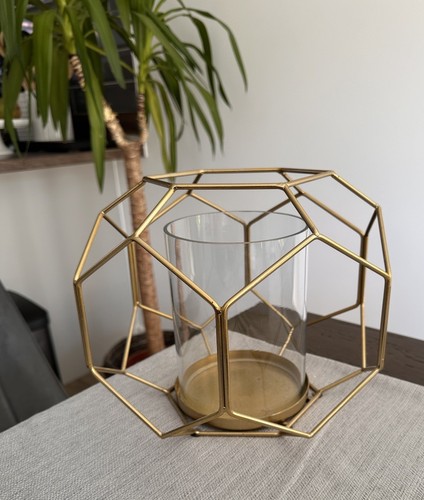 Gold geometric candle holder - geometric,