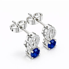 Orecchini Halo Studs Zaffiro