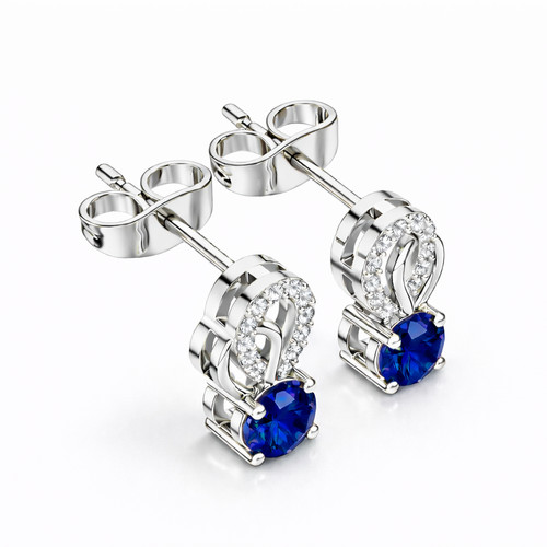 Orecchini halo studs zaffiro - orecchini,